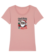 CAND DORMI, MOSUL TE VEDE PE INSTAGRAM Tricou mânecă scurtă guler larg fitted Damă Expresser