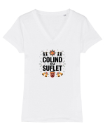 COLIND CU SUFLET Tricou mânecă scurtă guler V Damă Evoker