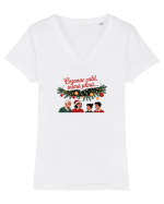 COZONAC CALD - INIMA PLINA - POM CRACIUN  Tricou mânecă scurtă guler V Damă Evoker