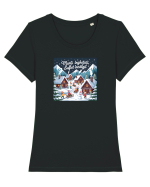 MUNTI INGHETATI, SUFLET INCALZIT - CRACIUN  - SANIUSUL  COPILARIEI Tricou mânecă scurtă guler larg fitted Damă Expresser