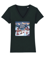FROZEN MOUNTAINS, WARM SOUL  - CRACIUN  - SANIUSUL  COPILARIEI Tricou mânecă scurtă guler V Damă Evoker