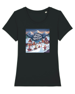 FROZEN MOUNTAINS, WARM SOUL  - CRACIUN  - SANIUSUL  COPILARIEI Tricou mânecă scurtă guler larg fitted Damă Expresser