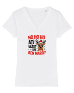 HOHO HO HO! ATI VAZUT UN REN MARO? Tricou mânecă scurtă guler V Damă Evoker