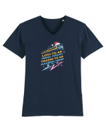 LOVI-TE-AR TRENUL ...FERICIRII, TRASNI-TE-AR FULGERUL IUBIRII! URARE FUNNY Tricou mânecă scurtă guler V Bărbat Presenter