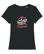 SARBATORI FERICITE, OBRAZNICILOR!  Tricou mânecă scurtă guler larg fitted Damă Expresser