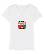 PRIMUL CRACIUN IMPREUNA - MAMA & TATA & BEBE Tricou mânecă scurtă guler V Damă Evoker