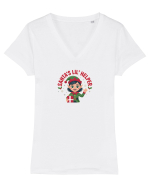 SANTA`S LITTLE HELPER - FATA / FEMEIE Tricou mânecă scurtă guler V Damă Evoker