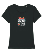 SLEIGH  ALL  DAY,  DRINK ALL  NIGHT Tricou mânecă scurtă guler larg fitted Damă Expresser
