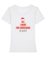 ALL I WANT FOR CHRISTMAS IS SLEEP Tricou mânecă scurtă guler larg fitted Damă Expresser