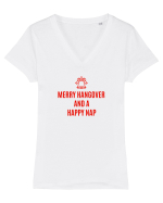 MERRY HANGOVER... AND A HAPPY NAP! Tricou mânecă scurtă guler V Damă Evoker