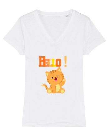 HELLO cu pisică  White
