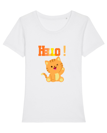 HELLO cu pisică  White