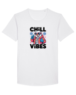 CHILL  VIBES - OM DE ZAPADA COOL  Tricou mânecă scurtă guler larg Bărbat Skater