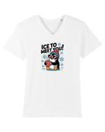 `ICE TO MEET YOU! - pinguin simpatic cool Tricou mânecă scurtă guler V Bărbat Presenter