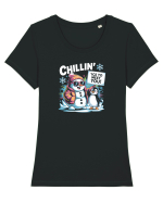 `ICE TO MEET YOU! - om de zapada & pinguin simpatic cool Tricou mânecă scurtă guler larg fitted Damă Expresser