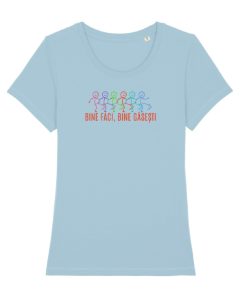 BINE FACI, BINE GASESTI - omuleti stick figure kicking a** Sky Blue
