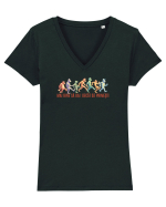 MAI BINE SA DAI DECAT SA PRIMESTI  - maimute kicking a** Tricou mânecă scurtă guler V Damă Evoker