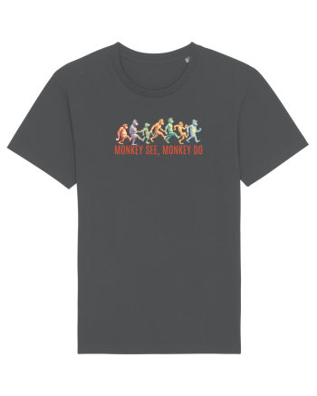 MONKEY SEE, MONKEY DO (rautatea / bunatatea se imita)  - maimute kicking a* Anthracite