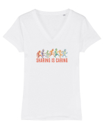 SHARING IS CARING - maimute kicking a** Tricou mânecă scurtă guler V Damă Evoker