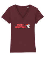 Merry Christmas  Tricou mânecă scurtă guler V Damă Evoker