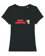 Merry Christmas  Tricou mânecă scurtă guler larg fitted Damă Expresser