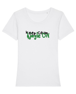 Keep calm&jingle on Tricou mânecă scurtă guler larg fitted Damă Expresser