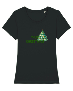 Merry Christmas  Tricou mânecă scurtă guler larg fitted Damă Expresser