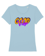 Good vibse  Tricou mânecă scurtă guler larg fitted Damă Expresser