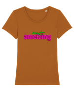 Sunt ameizing  Tricou mânecă scurtă guler larg fitted Damă Expresser