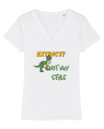 Extinct? Not my style  Tricou mânecă scurtă guler V Damă Evoker