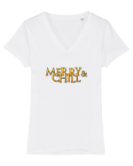 Merry & chill  Tricou mânecă scurtă guler V Damă Evoker