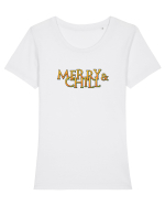 Merry & chill  Tricou mânecă scurtă guler larg fitted Damă Expresser
