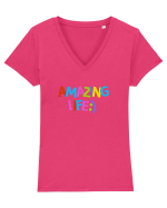 Ameizing life Tricou mânecă scurtă guler V Damă Evoker