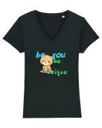 Be you, be uniqe  Tricou mânecă scurtă guler V Damă Evoker