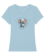 UN ELEFANT SE LEGANA PE O PANZA DE PAIANJEN 2 - jocurile copilariei Tricou mânecă scurtă guler larg fitted Damă Expresser