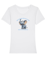 CAND ITI INFRUNTI FRICA CEA MAI MARE - AFLI CAT DE CURAJOS ESTI elefant Tricou mânecă scurtă guler larg fitted Damă Expresser