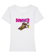 Summer vibes  Tricou mânecă scurtă guler larg fitted Damă Expresser