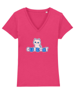 Cute cat Tricou mânecă scurtă guler V Damă Evoker