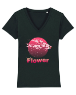 Flower  1 Tricou mânecă scurtă guler V Damă Evoker