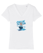 CHILLIN` LIKE ELSA - GHEATA - IARNA Tricou mânecă scurtă guler V Damă Evoker