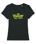 MY SWAMP, MY RULES Tricou mânecă scurtă guler larg fitted Damă Expresser