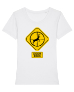 Deer Xing Tricou mânecă scurtă guler larg fitted Damă Expresser