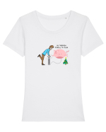 Nu îngrășa porcul în Ajun Tricou mânecă scurtă guler larg fitted Damă Expresser