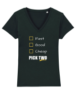 FAST GOOD CHEAP Pick Two Tricou mânecă scurtă guler V Damă Evoker