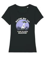 Beam Me Up  Tricou mânecă scurtă guler larg fitted Damă Expresser
