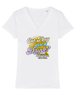 Can I buy you a drink? Tricou mânecă scurtă guler V Damă Evoker