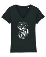 VIBE COSMIC - Extraterestru urban pe lună Tricou mânecă scurtă guler V Damă Evoker