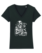 Umbli cu cioara vopsită? Tricou mânecă scurtă guler V Damă Evoker