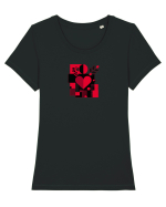 IUBIRE - INIMA - ABSTRACT  - GEOMETRIC - FLORAL Tricou mânecă scurtă guler larg fitted Damă Expresser