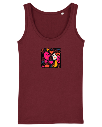 IUBIRE - INIMA - CUPLU  - GEOMETRIC - CUBIST Burgundy